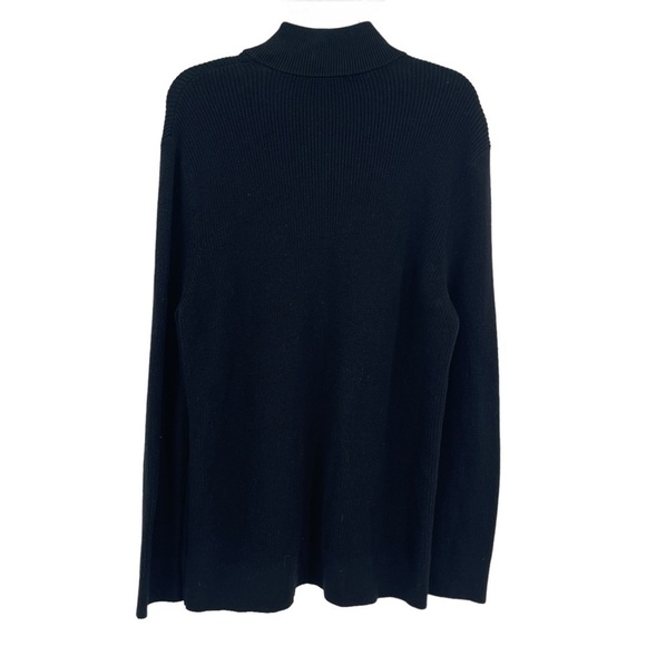 Express Black Ribbed Long Sleeve Collared 1/4 Snap Pullover Sweater men Size XL - Picture 2 of 8